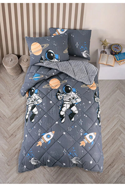 Çeyiz Merkezi Astronot Desenli Wellsoft Çift Taraflı 4 Mevsim Yorgan Seti 3 P...