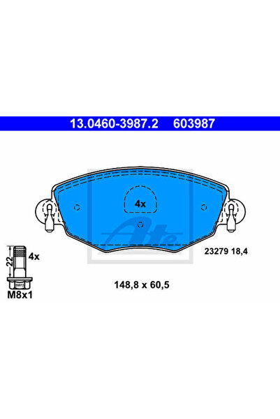 Ate Σετ τακάκια φρένων, δισκόφρενα 13.0460-3987.2 Ford Mondeo Iii/Mondeo Iii ...