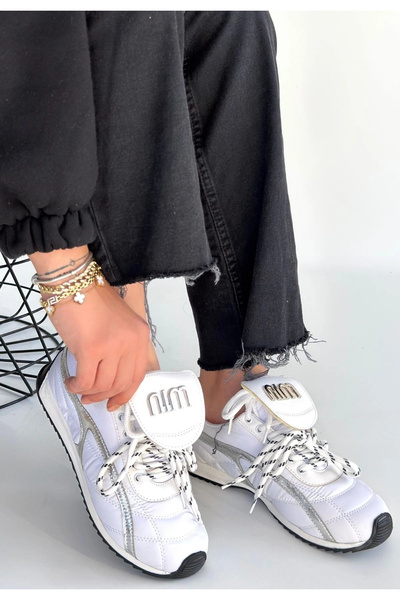 ALFA AKSESUAR 03 Dissa White Leather Lace-Up Parachute Detailed Sports Shoes