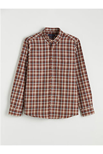 LC Waikiki Brown Regular Fit Plaid Men's Shirt