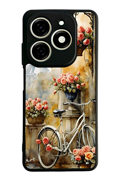 TECNO Spark 20 / 20C Compatible Printed, Matte Black, Soft Silicone, Protecti...