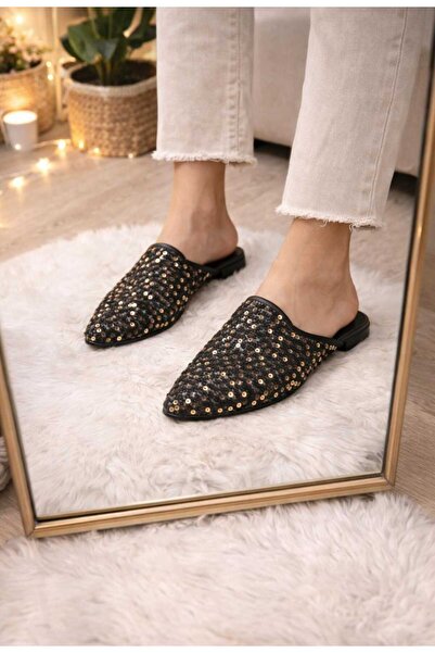 MY STİL MODA Gündelik Pullu Işıltılı Kadın Terliği