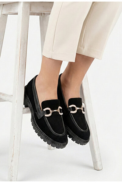 Dasha Pantofi dama NUR negri din piele intoarsa cu ornament 40