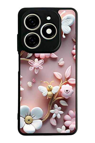 TECNO Spark 20 / 20C Compatible Printed, Matte Black, Soft Silicone, Protecti...