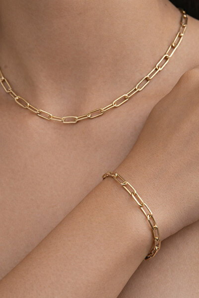 olvera shine 14k Original xUPİNG Antialerjen Ataç Set/ Kolye+Bileklik/Gold