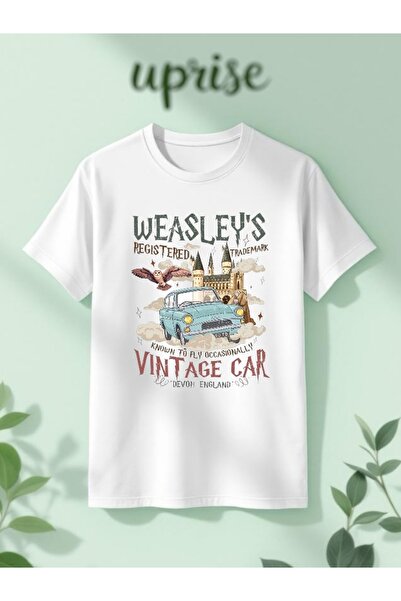 Vordevia تي شيرت ويزلي من القطن المطبوع بتصميم سيارة عتيقة كبير الحجم
