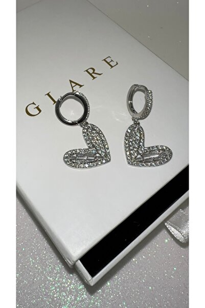 GLARE JEWELRY CO أقراط من الفولاذ المقاوم للصدأ بتصميم على شكل قلب مرصعة بحجر...