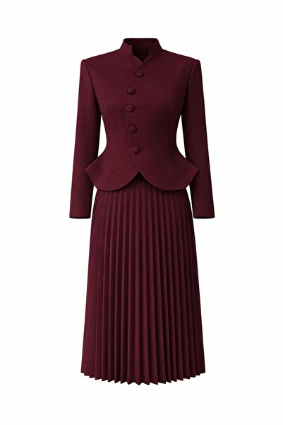 HAZELANNA Embroidered Plum Double Set