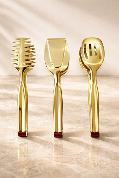 Zeyma Home Gold 3'lü Yemek Maşa Seti