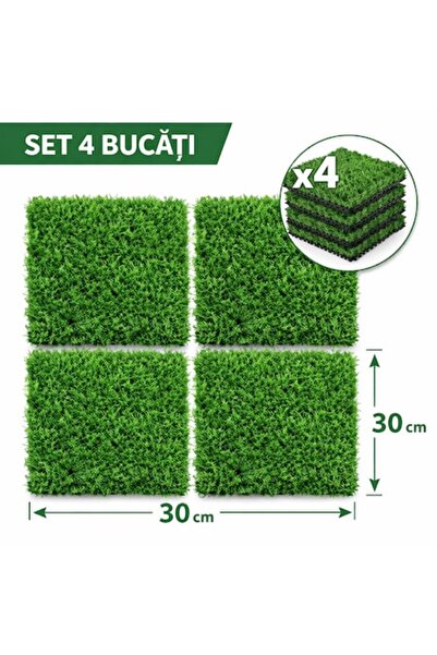OEM Set of 4 Artificial Grass Panels 30x30 cm
