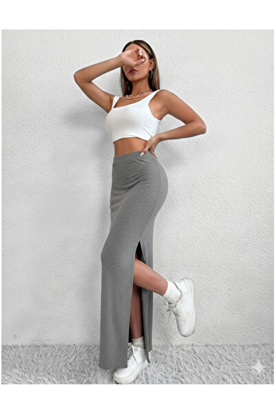 blck & premium Extra moale 🦢   Fusta lungă tip creion din țesătură pieptănat...