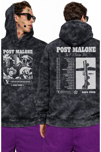 Fuddy Moda Unisex Post Malone Back-Printed Washable Hooded Sweatshirt, Oversi...