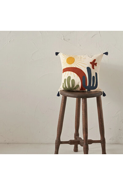 Kemal Tekstil Decorative Throw Pillow Cover with Cactus Motif (Without Inner ...