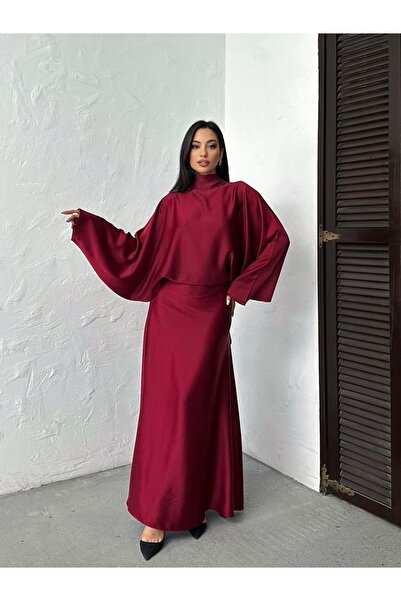 Ekim Store Casual Bat Cut Satin Dress