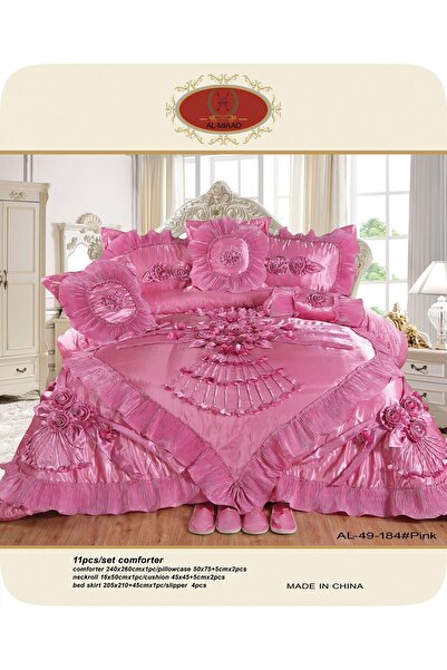 ALMIAAD Luxurious bridal satin bedspread set, 240*260 cm, 11 pieces - Double ...