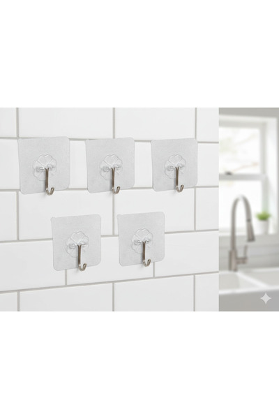 CPAZH Co. 5'li Yapışkanlı kancalı Duvar Askısı Banyo Mutfak Kapı Arkası Askıl...