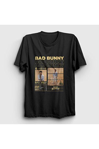 Presmono Unisex Μαύρο Δημοφιλές T-Shirt Bad Bunny 603551tt