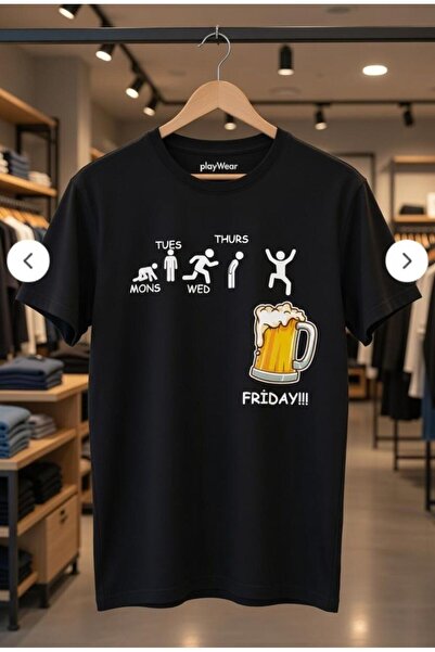 playwear Zilele săptămânii Bere cu imprimeu Friday Beer bumbac 100% Regular F...