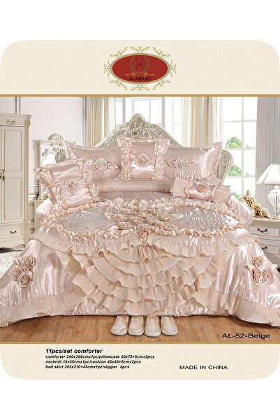 ALMIAAD Luxurious bridal satin bedspread set, 240*260 cm, 11 pieces - Double ...