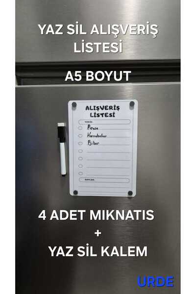 URDE Yaz Sil Alışveriş Listesi Magnet-A5-Mıknatıslı Planlayıcı Pano-Alışveriş...