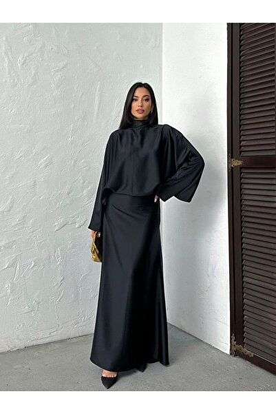 Ekim Store Casual Bat Cut Satin Dress