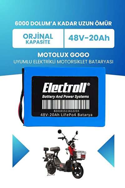 ELECTROLL Motolux Gogo Uyumlu Batarya (Standart Kapasite) LiFePO4 48V 20Ah El...