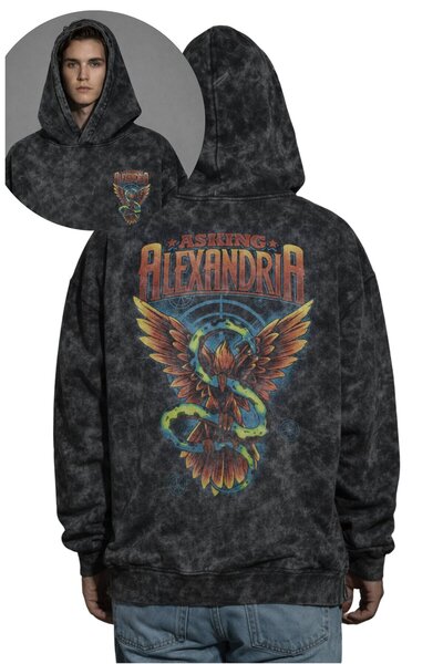 Fuddy Moda Unisex Oversize Φούτερ με στάμπα Asking Alexandria στην πλάτη, με ...