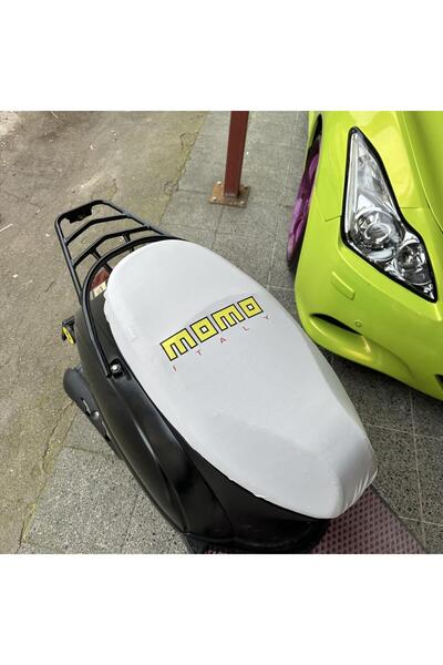 CEBECİOTO Momo White Patterned Combed Cotton Motorcycle Cover - Motor