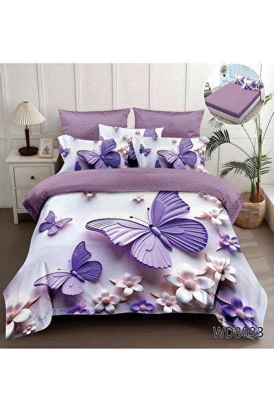 FIONNA.RO Finet 4-Piece Duvet Cover Set With 5D Stretchy In Relief - Lilac Bu...