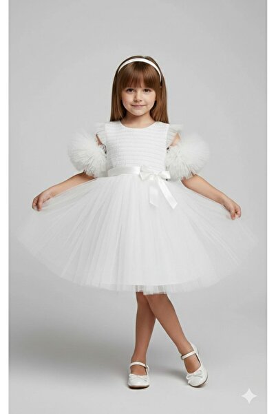 ABİYEKİDS فستان سهرة للأطفال مزين بالترتر والبوم بوم Aby250