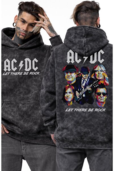 Fuddy Moda Unisex Oversize AC-DC Let There Be Rock Φούτερ με στάμπα στην πλάτ...