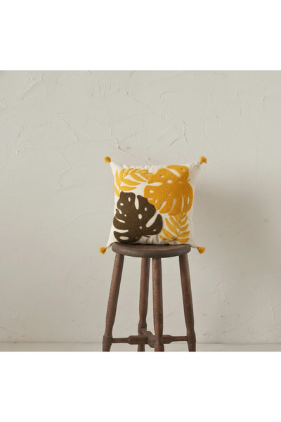 Kemal Tekstil Tera Bohemian Punch Embroidered Throw Pillow Cover (Without Inn...