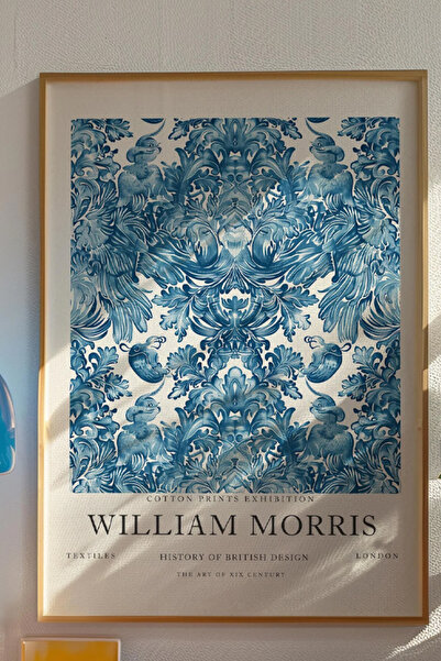 Taranist Poster - Mavi Çiçek Desenli Vintage Sanat - William Morris