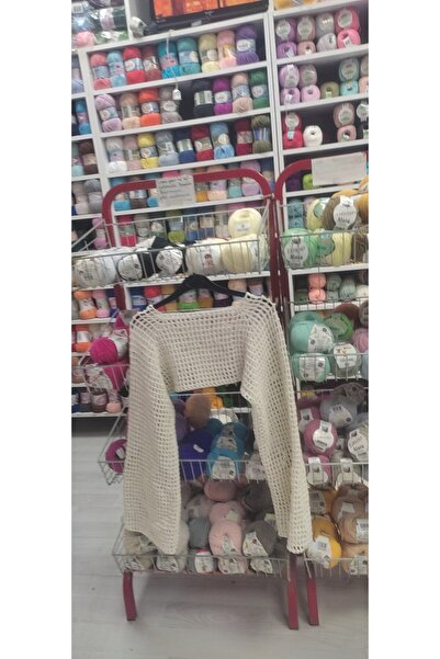 Kevser nur tuhafiye Hand-Knitted Mesh Bolero Sweater