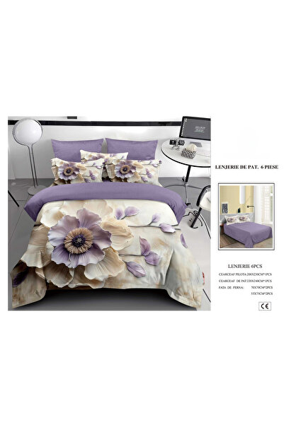 FIONNA.RO Finet Duvet Cover Set 6 Pieces 5D - Purple With Fairy Tale Flowers
