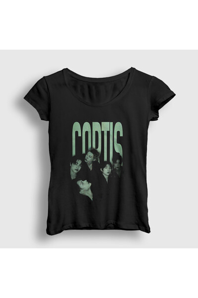 Presmono Women's Black Poster K Pop Cortis T-Shirt 603832Tt