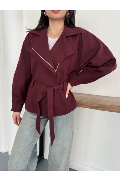 Bossago New Season Women's Oversize Belted Zippered Jacket-Seasonal Coat