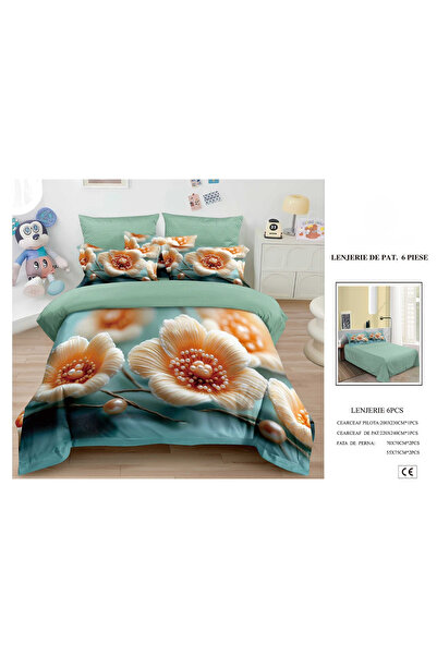 FIONNA.RO Finet Duvet Cover Set 6 Pieces 5D - Vernil With Flowers