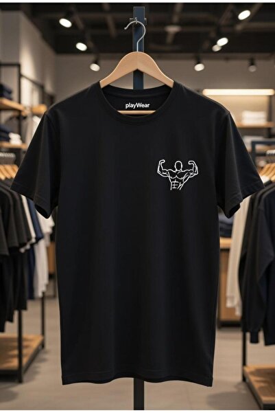 playwear Gym Athlete Fitness Dumbbell Chest Printed Regular Fit 100% βαμβακερ...