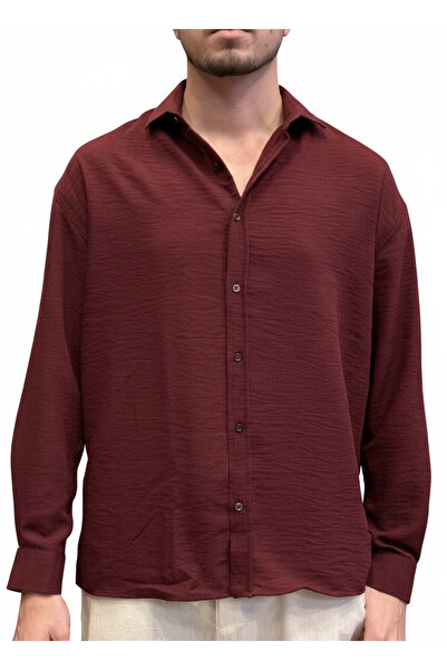 Butik Erkek Oversize Keten Görünümlü Gömlek