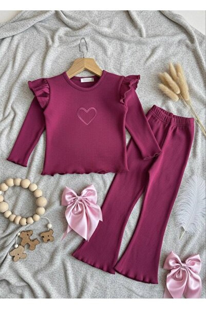 ARBİ kids Girl's Heart-Shaped Camisole Fabric Spanish Tights Set