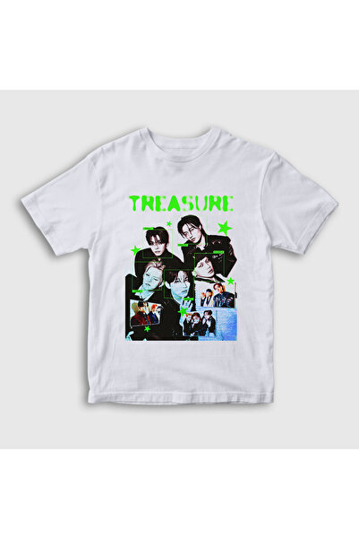 Presmono Unisex Παιδική Λευκή Αφίσα K Pop Treasure T-Shirt 603912tt