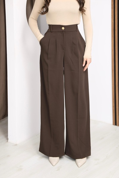 Ekim Store Gold Buttoned High Waist Palazzo Trousers