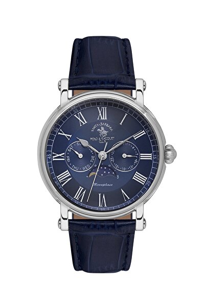 Santa Barbara Polo & Racquet Club Case Silver Cord Navy Blue Color 42.5 mm Me...