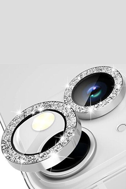 Marselit iPhone 15/15 Plus Compatible Silver Stone Camera Lens Protector with...