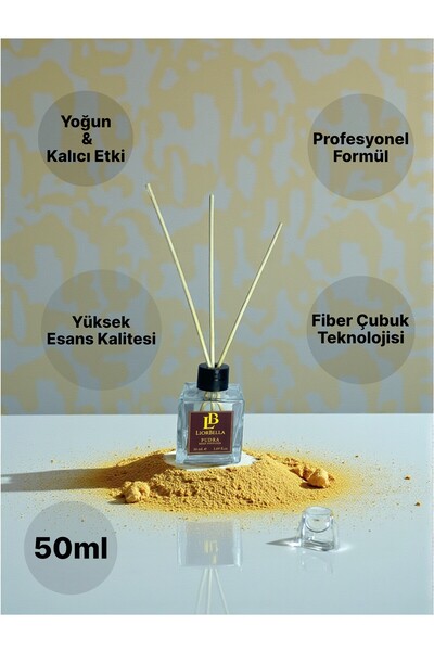 LiorBella | Uzun Süre Kalıcı Pudra Bambu Difüzör | Doğal Esanslı Ev & Ofis Ko...