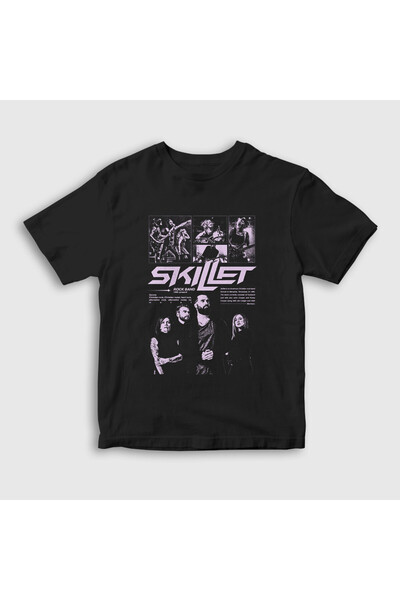 Presmono Tricou unisex pentru copii, negru, cu trupa rock Skillet 604219tt