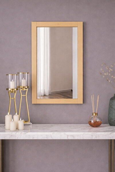 ArdaMarket Doğal ahşap dekoratif büyük antre dıvar aynası