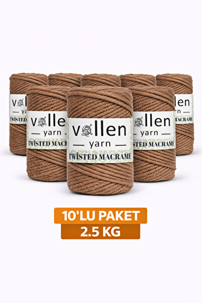 vollen yarn Premium 3 Twisted Combed Cotton Macrame Rope Cord 250 Gr Pack of ...