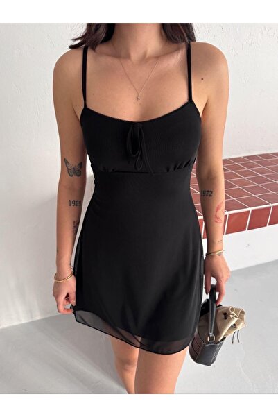 Ekim Store Strappy Lined Short Tulle Dress